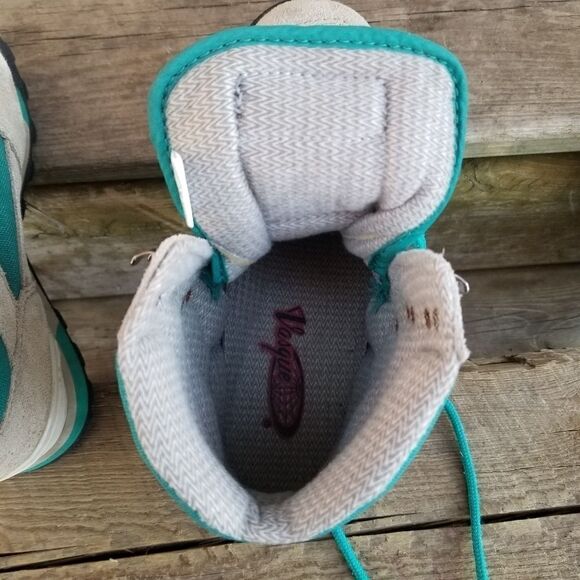 Vintage 80s Retro Vasque Clarion '88 Taupe Turquoise Suede Leather Hiking Boots - Picture 9 of 12